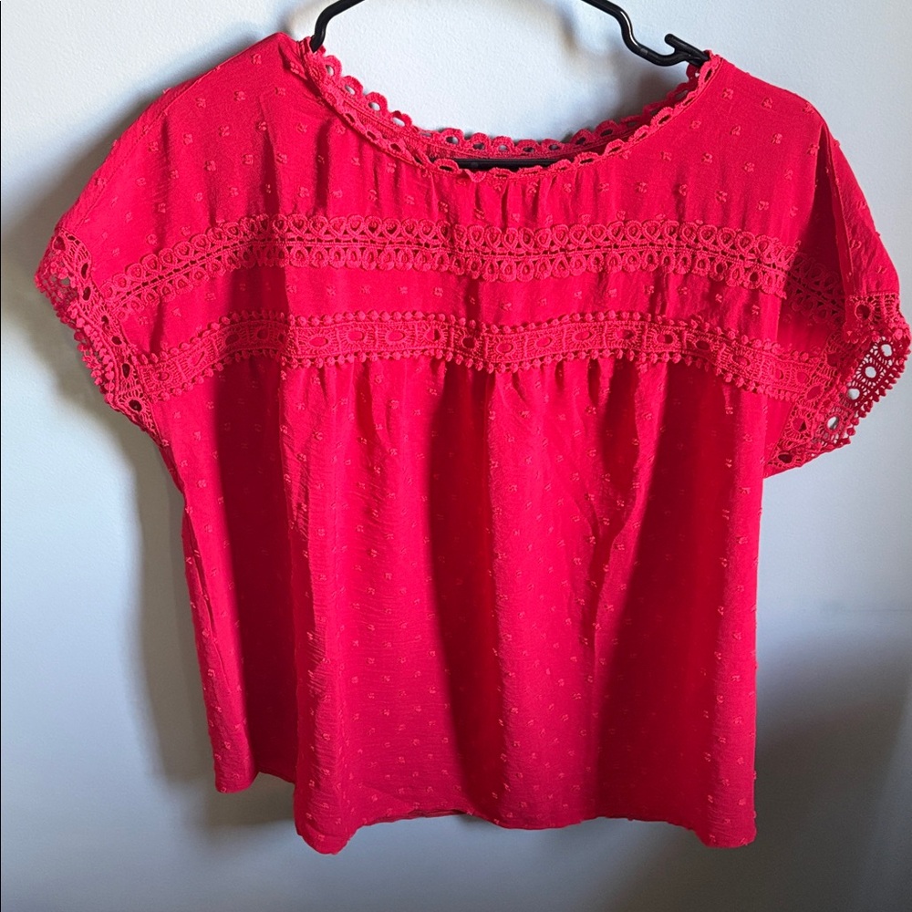 Women’s Red swiss dot Blouse